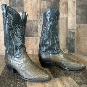 Tony Lama Vintage Teju Lizard Western Cowboy Boots Mens 10.5 D